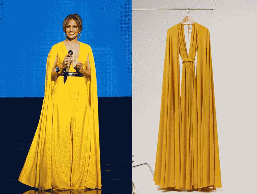 A imagem pode conter Vestuário Vestuário Vestido Pessoa Humana Jennifer Lopez Feminino Robe Vestido de noite Moda e vestido
