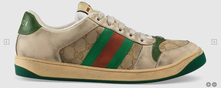 Gucci ، حذاء رياضي من قماش Gucci Distressed GG ، حذاء رياضي Gucci المتسخ