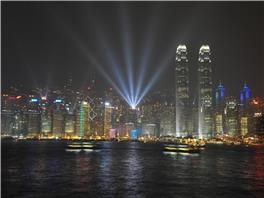 Vista del puerto de Victoria, Hong Kong